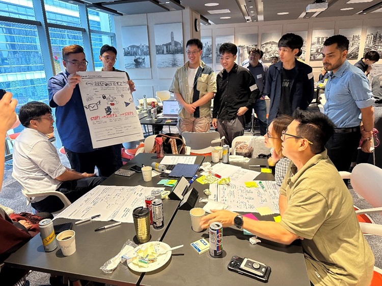 Johnny Chiang, 1FSS Health Finance Executive and colleagues at Synapxe GenAIus Challenge workshop.